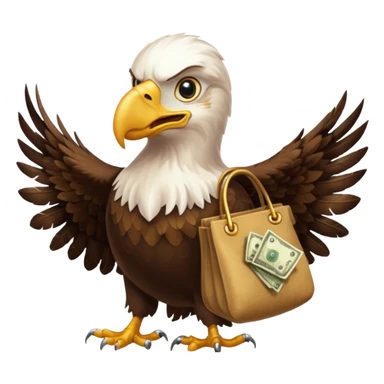 Eagle flying with money bag in mouth sticker
