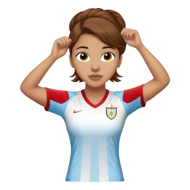 brown-haired woman wearing a Liverpool Futbol Club of Uruguay soccer shirt sticker
