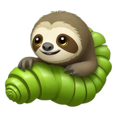 Sloth riding caterpillar with head sticker