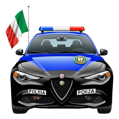 crea auto di servzio alfa romeo giulia colore nero con la scritta polizia penitenziaria e la bandiera italiana sticker