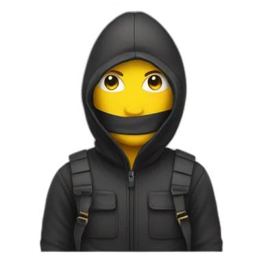 person that looks like a robber with yellow skin sticker