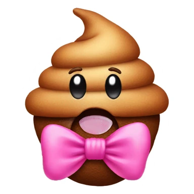 poop emoji with a pink bow sticker