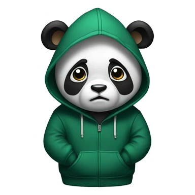 Panda in a dark green hoodie staring with an expression of being disgusted sticker