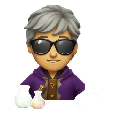 Young male wizard mixing potions while wearing sunglasses sticker