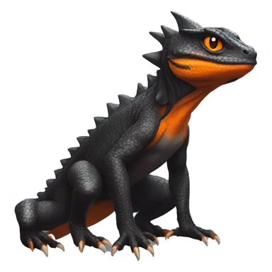cool edgy black and orange Dark-type nargacuga lizard Pokémon full body sticker