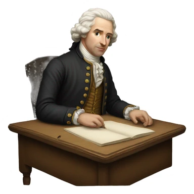 white man writer on table 18 century sticker