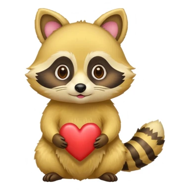 A yellow raccoon with heart-shaped eyes sticker