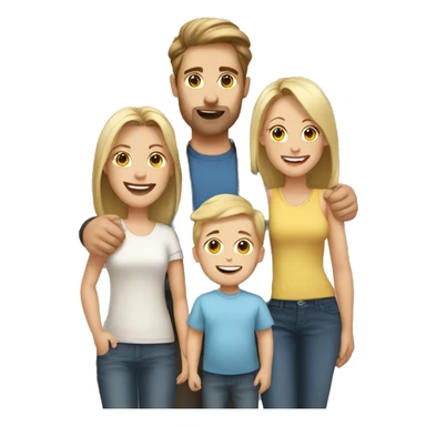 happy family dad with brown hair with blonde mom and blonde baby boy sticker
