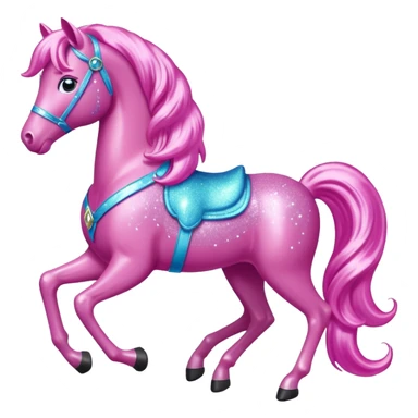 a pink barbie sparkling horse emoji sticker
