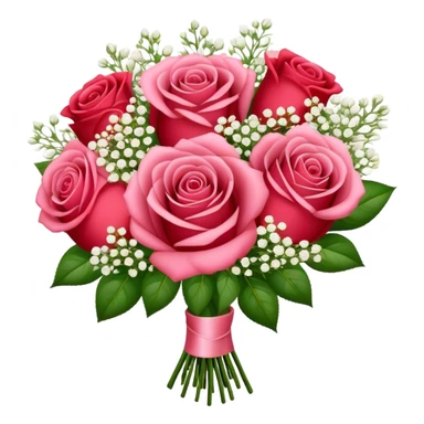Rose bouquet with babies breath sticker