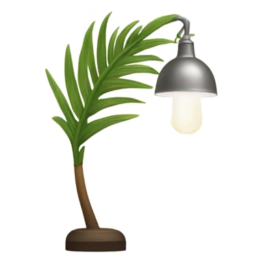a lamp on and a palm branch sticker