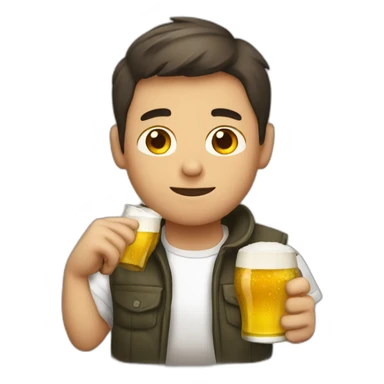 Yong guy drinking beer sticker