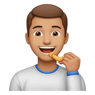 a person choking themself with a smile  sticker