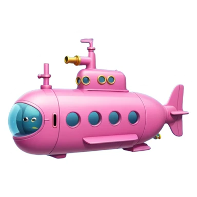 pink mini single submarine in cartoon  sticker