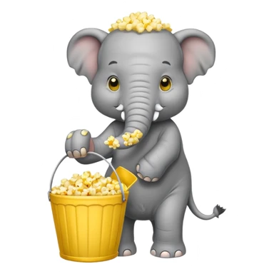 a elephant holding a bucket of popcorn sticker