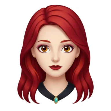 Chappell Roan (b.1998) with long dark red hair, makeup sticker