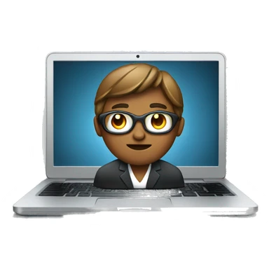 an online tutor infront of a laptop sticker