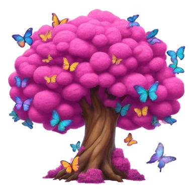 Pink Lisa frank tree covered with large butterflies  sticker