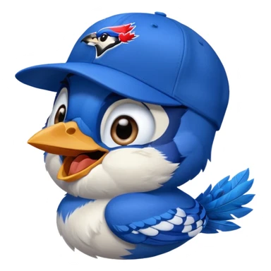 bluejay laughing with  toronto blue jays baseball hat sticker