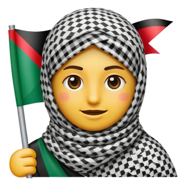 إيموجي يرتدي كوفية فلسطينية يحمل معه علم فلسطين 🇵🇸 sticker