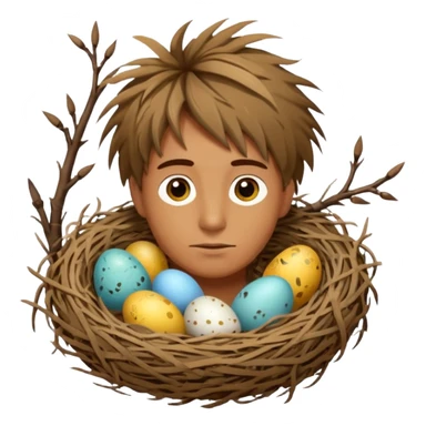 Man who has a Birds Nest for hair sticker