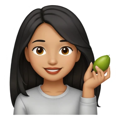 girl with olive brown skin, black long hair, brown eyes, smiling with lips closed, casual outfit sticker