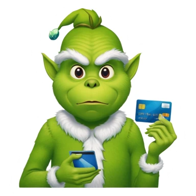 Grinch with credit card at bank  sticker