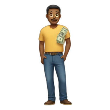A guy with pant’s pockets full of money  sticker