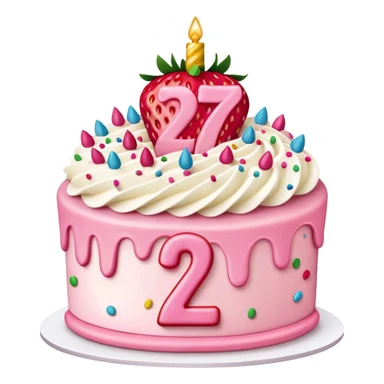 Pink Strawberry birthday cake with the number 27 in the front  sticker