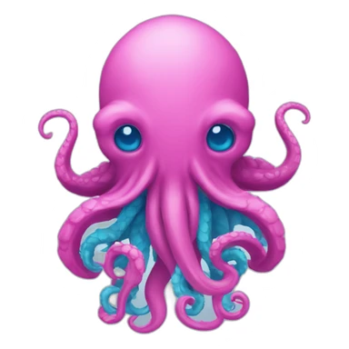 a blue kraken that rocks  to another pink kraken sticker