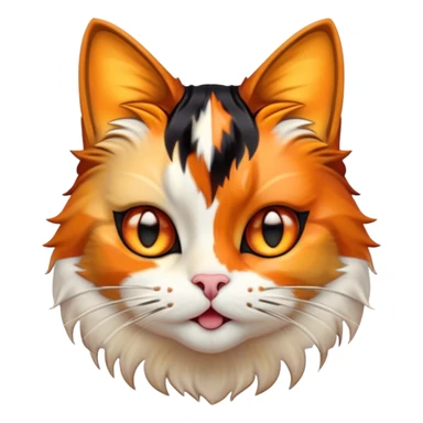 Cinematic Comical Calico Cat Portrait Emoji, Head tilted dramatically with an exaggeratedly surprised expression, showcasing a vibrant patchwork fur of orange, black, and white with wide, comically expressive eyes, simplified yet hilariously detailed, glowing with a sassy, golden radiance, high shine, exuding playful mischief and cheeky feline attitude, styled with a soft glowing outline, capturing the essence of a calico cat that looks ready to leap off the screen with mischievous flair! sticker