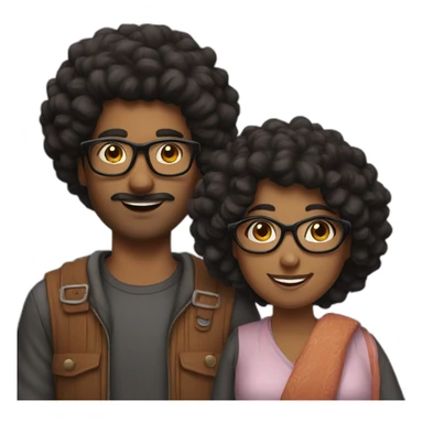 indian-guy-with-glasses-black-girl-with-afro-couple sticker