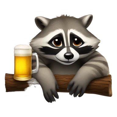 drunk raccoon lying on his back drinking beer sticker