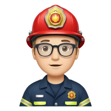 glasses fireman with uniform sticker
