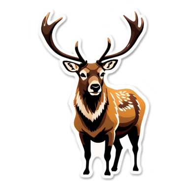 A caribou with a name tag that says “I am Louis” sticker
