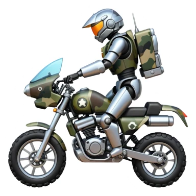 an army mech shooting forward enemy mech off-road racing motorcycle  sticker
