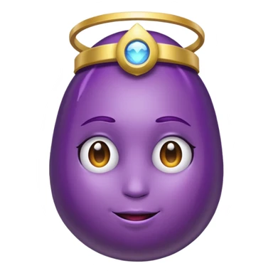 Eggplant wearing a halo sticker