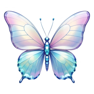 Pastel white iridescent glass crystal butterfly sticker