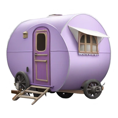 Realistic light purple vintage round gypsy caravan wagon camper sticker