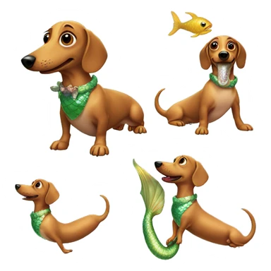 weiner dog eating a mermaid sticker