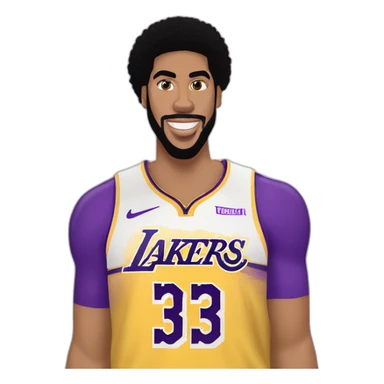 Anthony Davis, with a bubble caption caption bubble above his head saying me Lakers above his saying me sticker