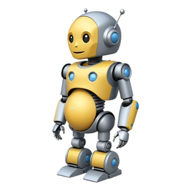 Pregnant male robot. Profile view. Facing left. 2 dimensional emoji style. As though it was made with microsoft paint. sticker