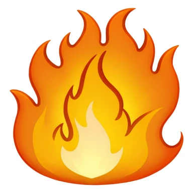 small cartoon flame emoji with 'FIRE' in bold, easy-to-read font, thick outlines, bright orange and yellow, optimized for tiny size and chat use sticker