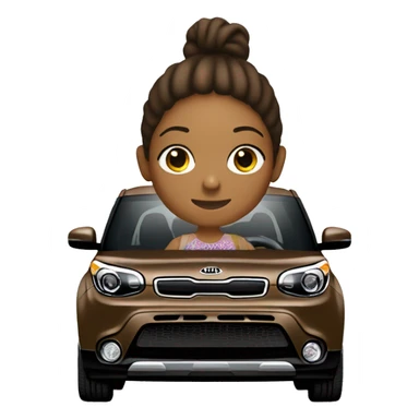 Brown Kia soul car with girl driving sticker
