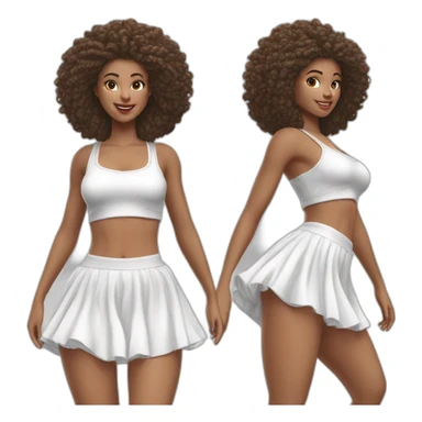 Hyperrealistic Full body Caucasian curvy beauty jumping short white skirt back and front views strong wind knickers long white socks sticker