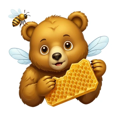 bear eating honeycomb with bees flying around sticker