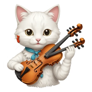white cat play violin sticker