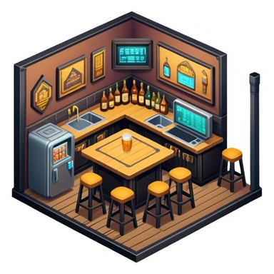 cyberpank isometric tavern sticker
