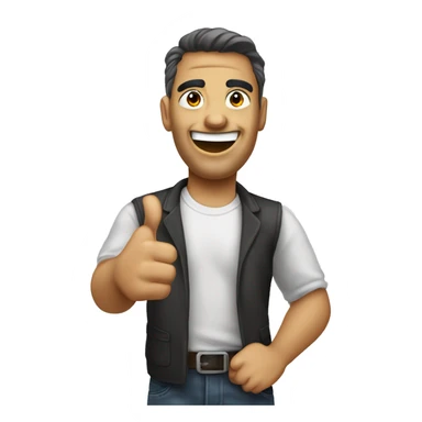 Create an emoji of a face giving a thumbs-up, with a sarcastic or ironic expression. The face should have a raised eyebrow or a slight smirk, giving the impression that the thumbs-up isn't entirely sincere." sticker
