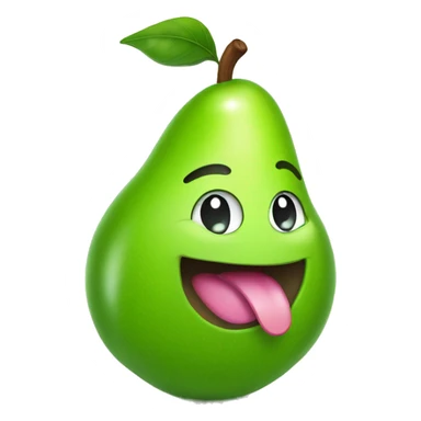 Shiny Green Cute pear with tongue sticker